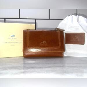 Mancini South Beach RFID Mini Leather Clutch Wallet with Dust Bag Gift